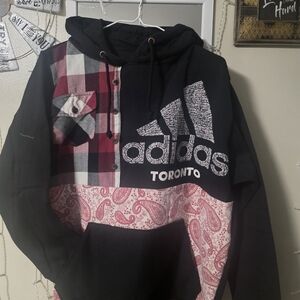 HANDMADE Adidas Toronto Black and Red Patch Hoodie